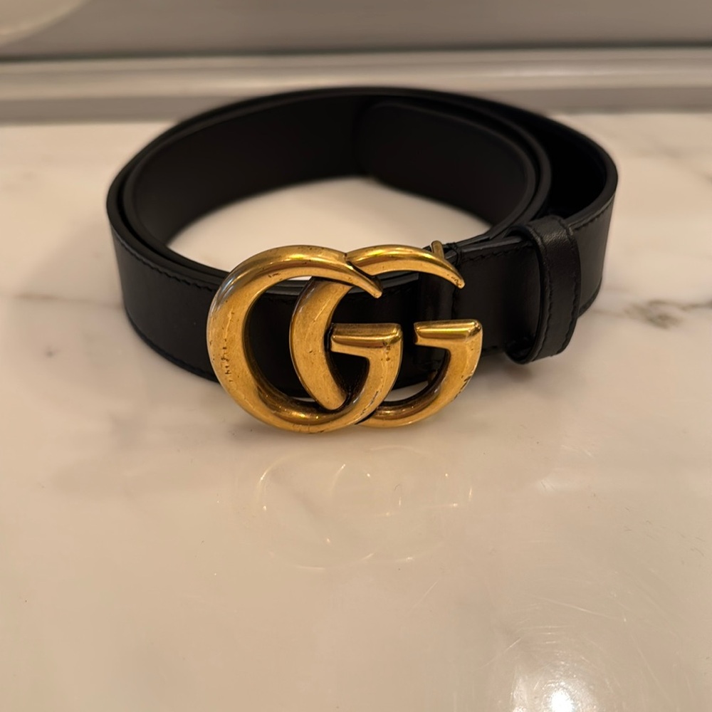 Gucci Black Belt Gold Hardware